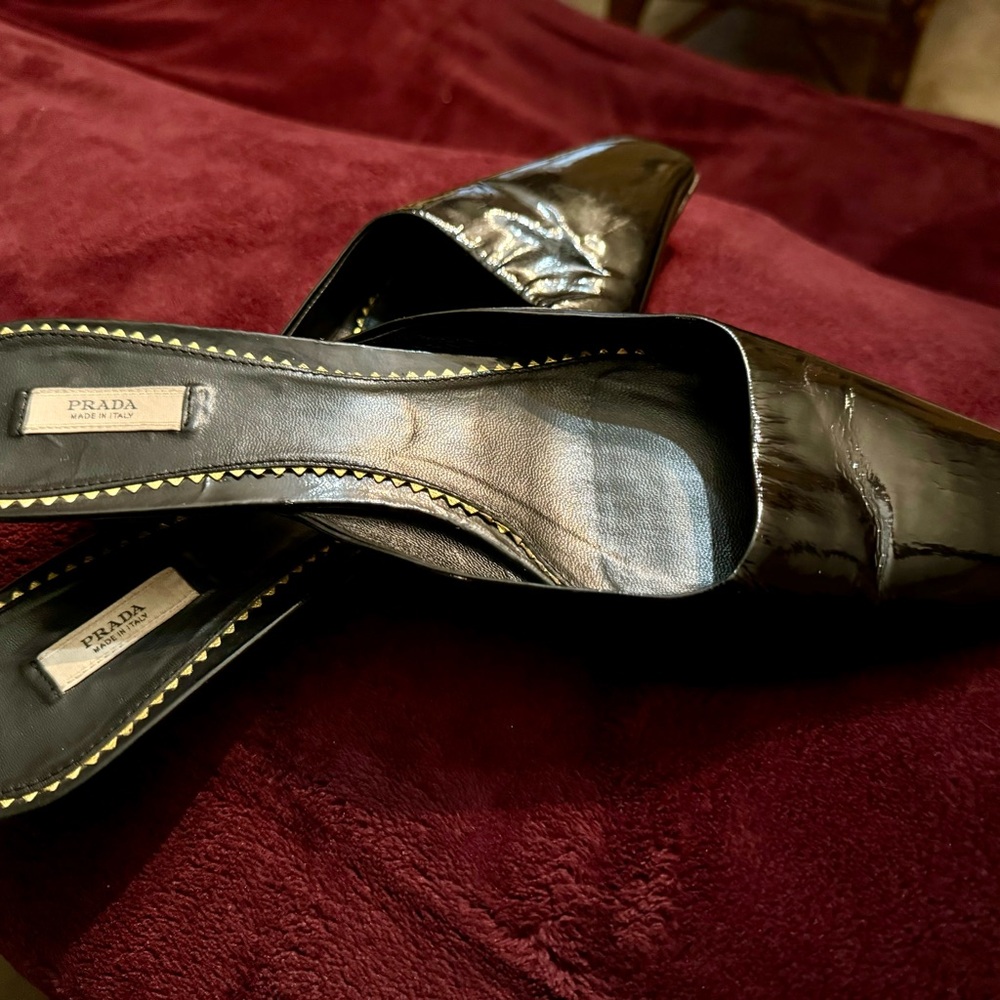 Prada Patent Leather Kitten Mules